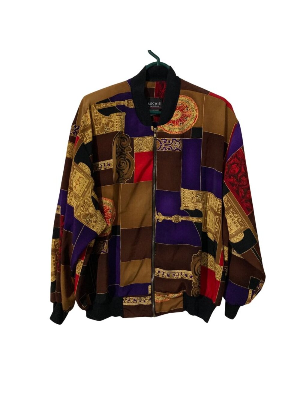 Vintage Cascais Of California Geometric And Architectural Print Bomber Jacket